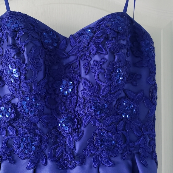 Strapless Brilliant Blue Gown - Picture 2 of 9